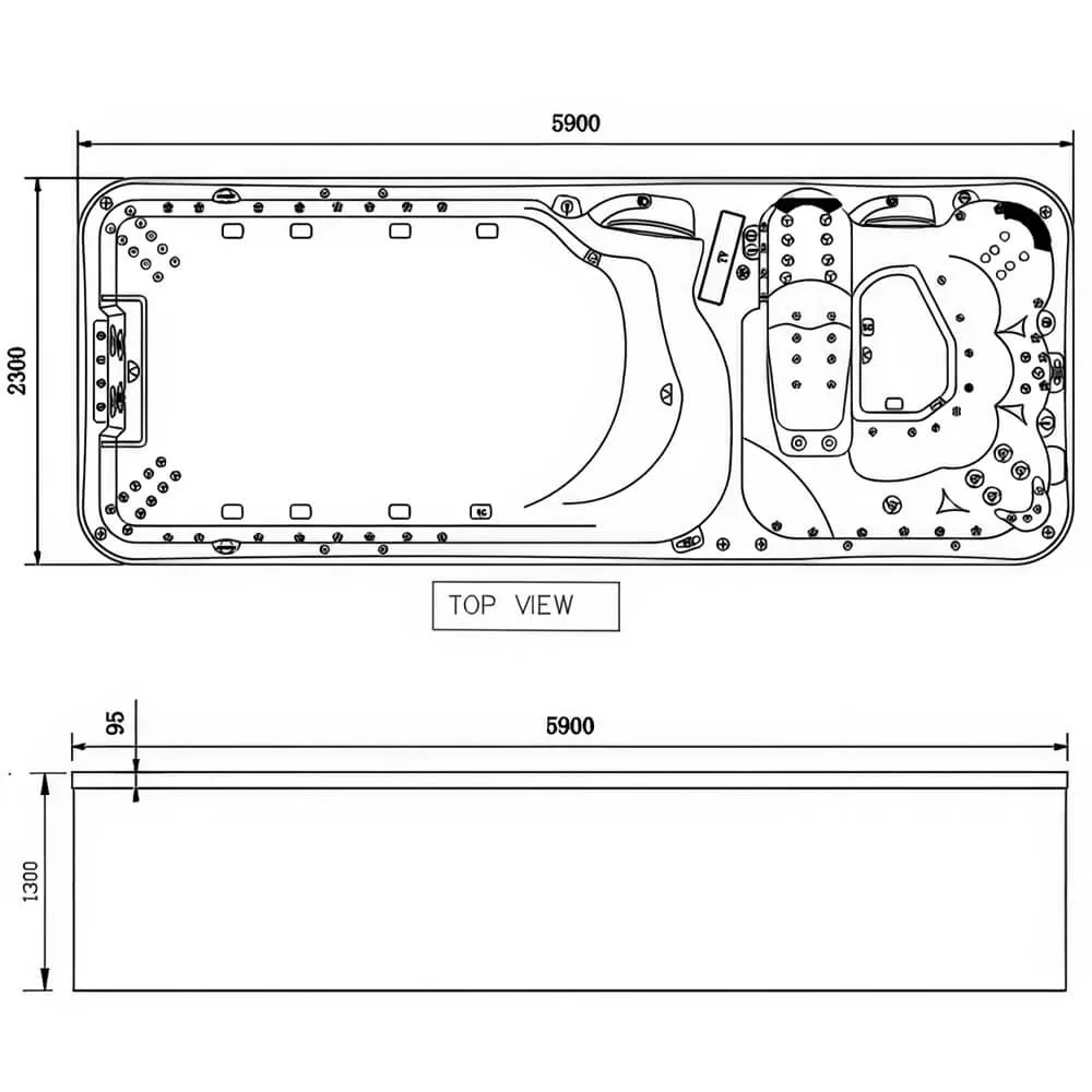 СПА бассейн для плавания и сидения (5 мест) Hydrozone WSP-WHT-SPA5S590VX 5930 x 2300 x 1300мм СПА бассейн для плавания и сидения (5 мест) Hydrozone WSP-WHT-SPA5S590VX 5930 x 2300 x 1300мм