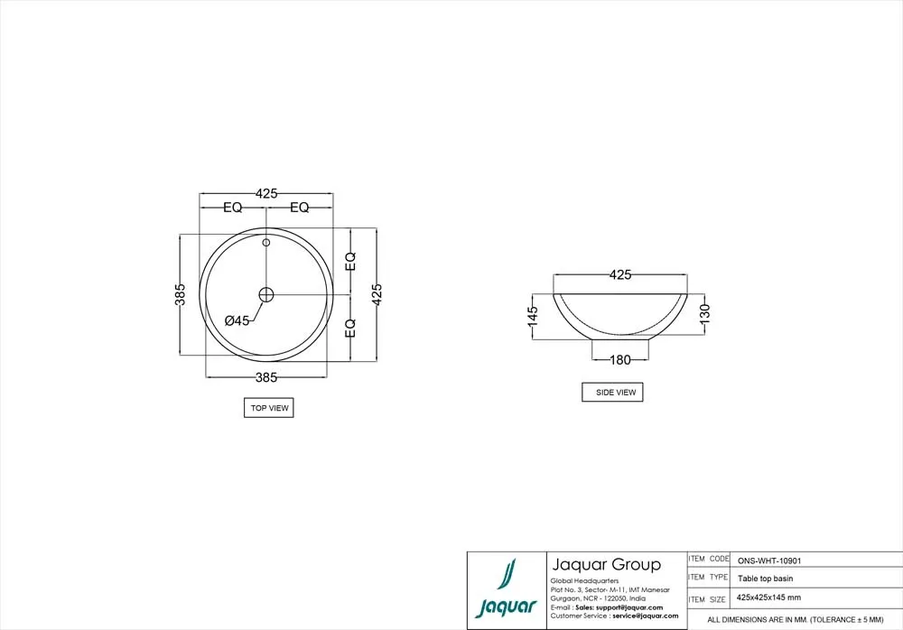 Раковина на столешницу Jaquar Ornamix Prime ONS-WHT-10901 Белая Раковина на столешницу Jaquar Ornamix Prime ONS-WHT-10901 Белая