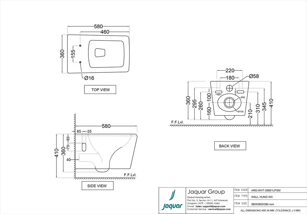 Унитаз подвесной Jaquar Aria ARS-WHT-39951UFSM Белый Унитаз подвесной Jaquar Aria ARS-WHT-39951UFSM Белый