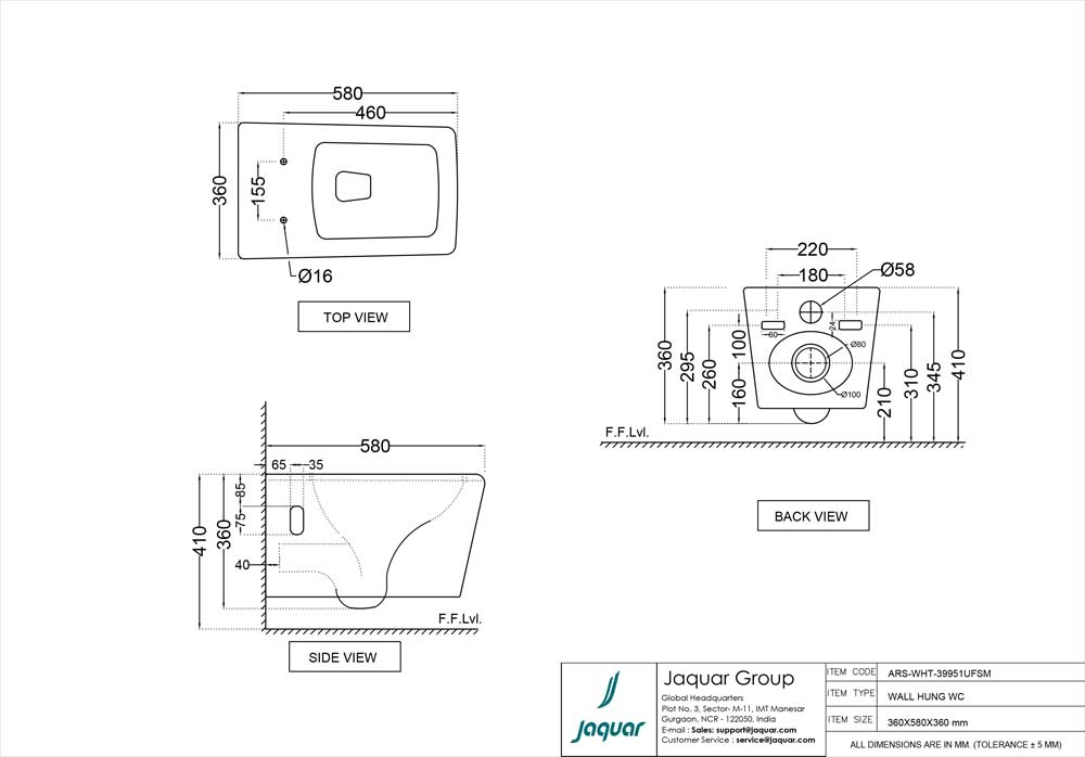 Унитаз подвесной Jaquar Aria ARS-WHT-39951UFSM Белый Унитаз подвесной Jaquar Aria ARS-WHT-39951UFSM Белый