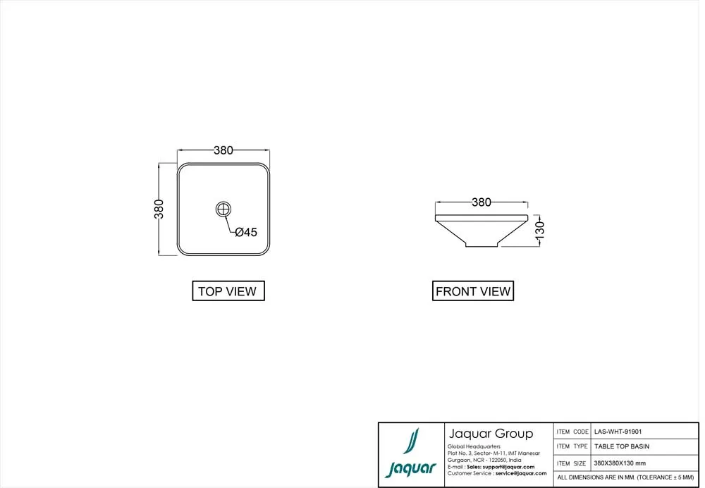 Раковина на столешницу Jaquar Laguna LAS-WHT-91901 Белый