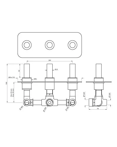 Смеситель для ванны встраиваемый Artize Fleur FLE-CHR-63427 Хром