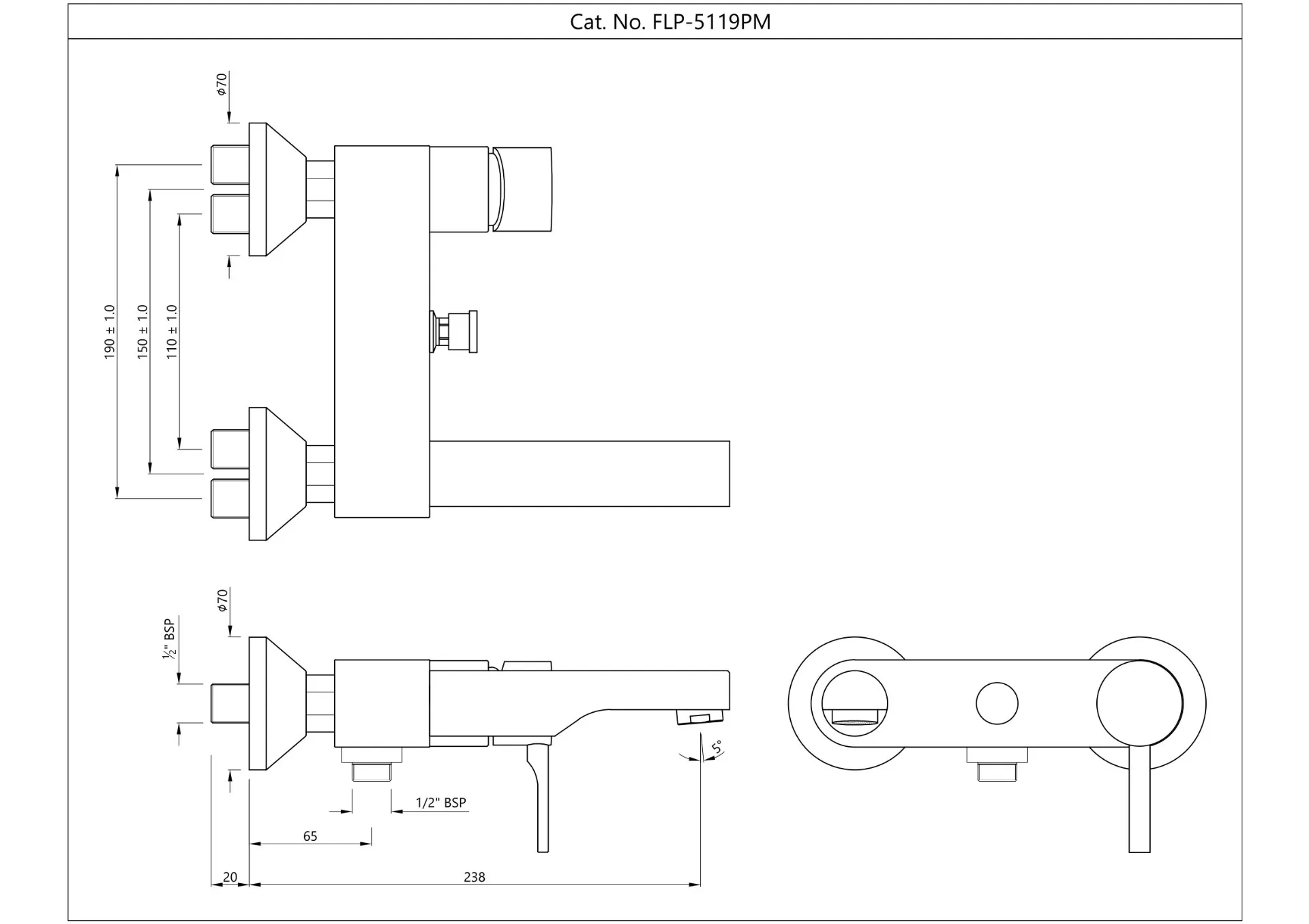 Однорычажный смеситель для ванны и душа Jaquar Florentine Prime FLP-CHR-5119PM Хром