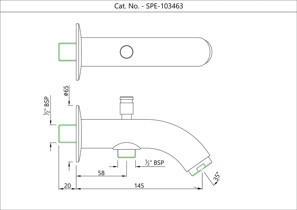 Излив для ванны Essco Cosmo SPE-CHR-103463 с дивертором Хром