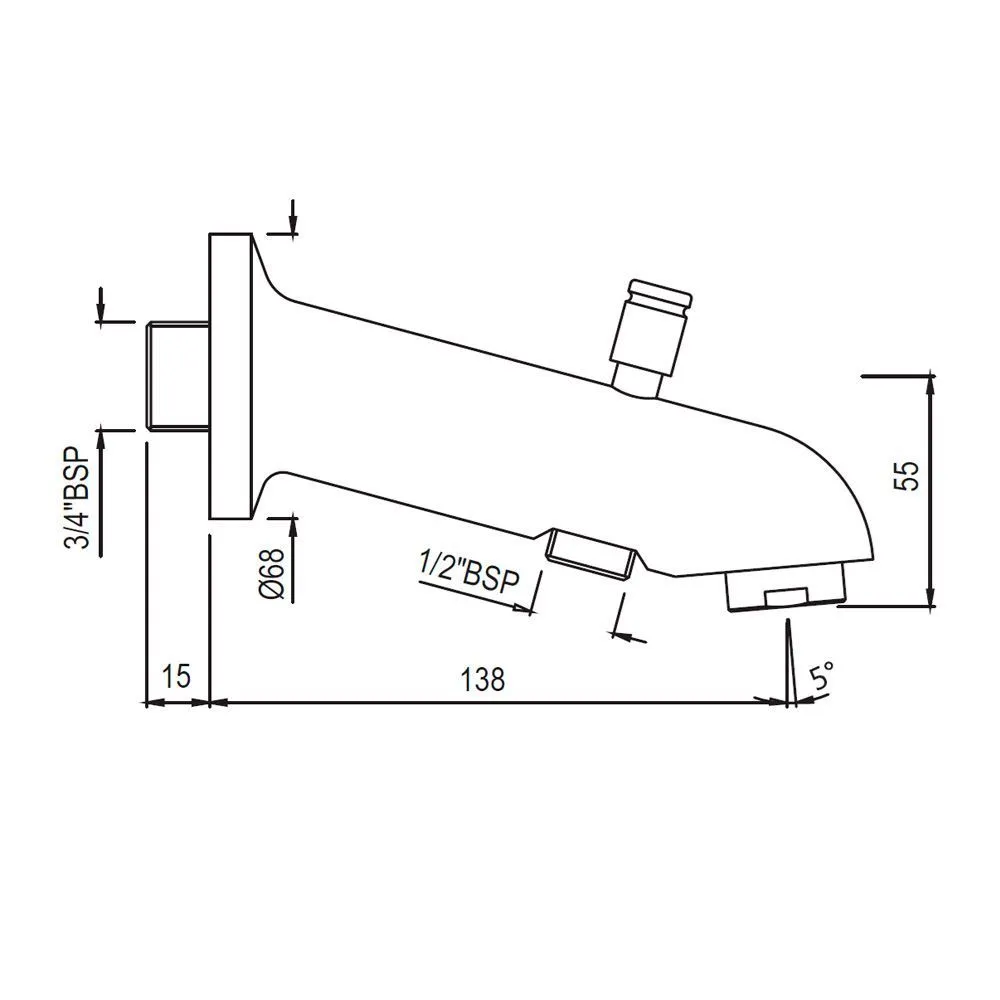 Излив для ванны с дивертором Jaquar SPJ-CHR-461 Хром