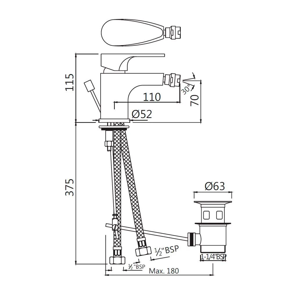 Смеситель для биде Jaquar Vignette Prime VGP-CHR-81213B Хром