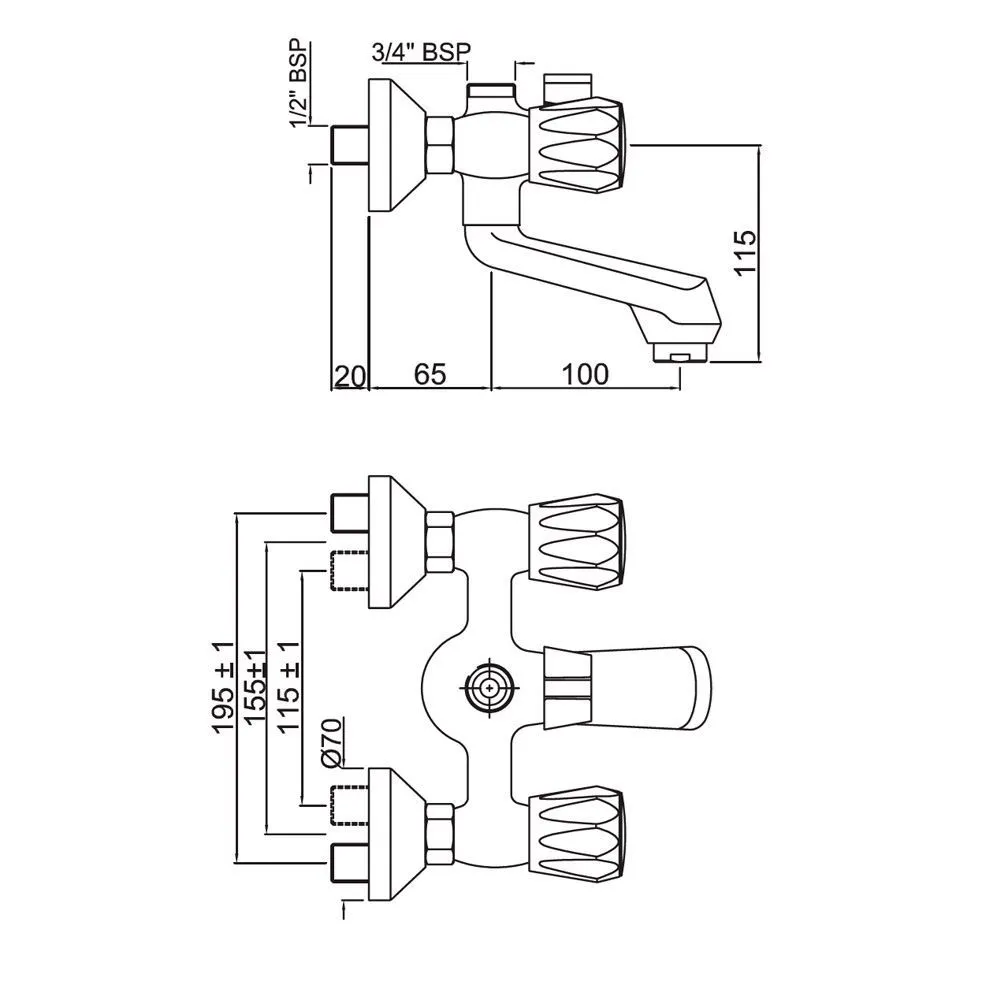 Смеситель для ванны внешний Jaquar CON-CHR-267KN Хром