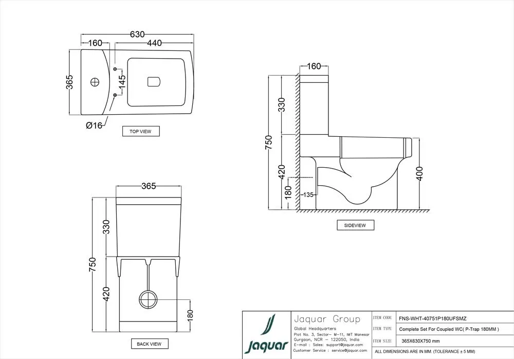 Унитаз напольный Jaquar Fonte FNS-WHT-40751P180UFSMZ Белый с бочком