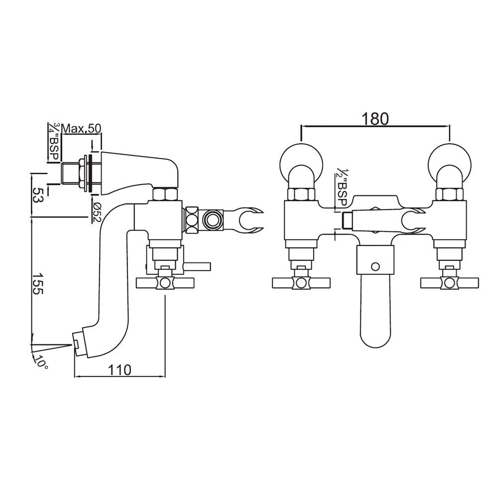Смеситель для ванны на борт ванны Jaquar SOL-CHR-6271 Хром