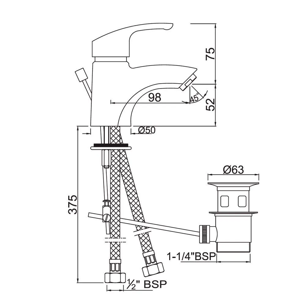 Смеситель для раковины Jaquar Eko EKO-CHR-33051B Хром