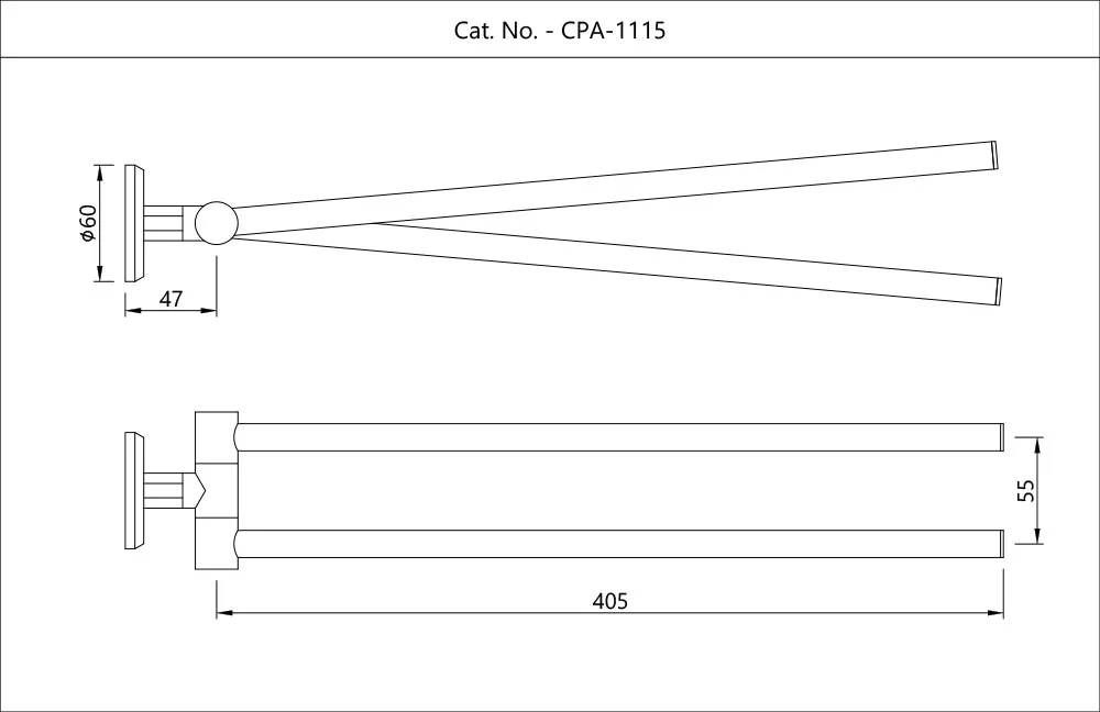 Поворотный полотенцедержатель Jaquar Continental Prime CPA-CHR-1115 длиной 400 мм Хром