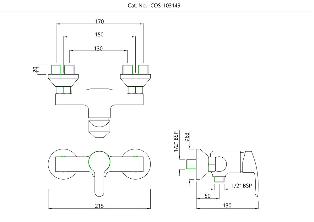  Однорычажный смеситель для душа Essco Cosmo COS-CHR-103149 Хром