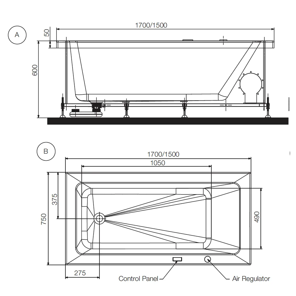 Встраиваемая ванна Jaquar Fonte JWP-WHT-FONTE170CX Белая, Акрил Встраиваемая ванна Jaquar Fonte JWP-WHT-FONTE170CX Белая, Акрил
