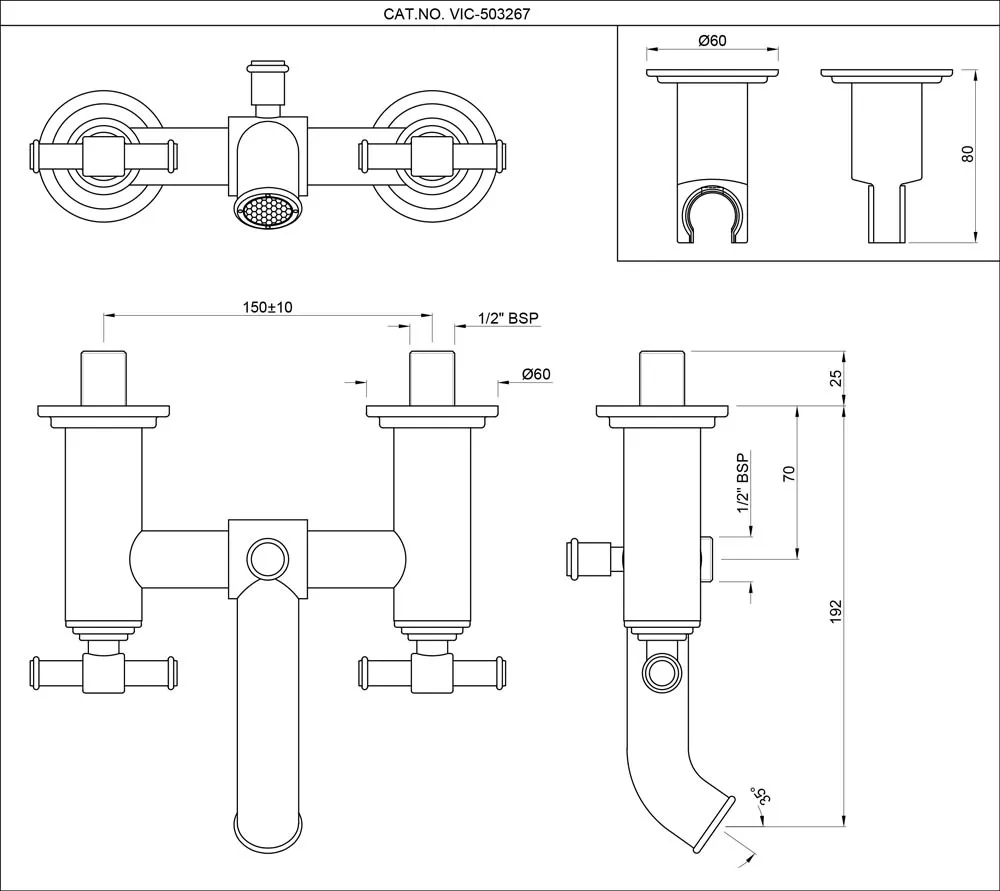 Смеситель для ванны внешний Artize VIC VIC-CHR-503267 Хром