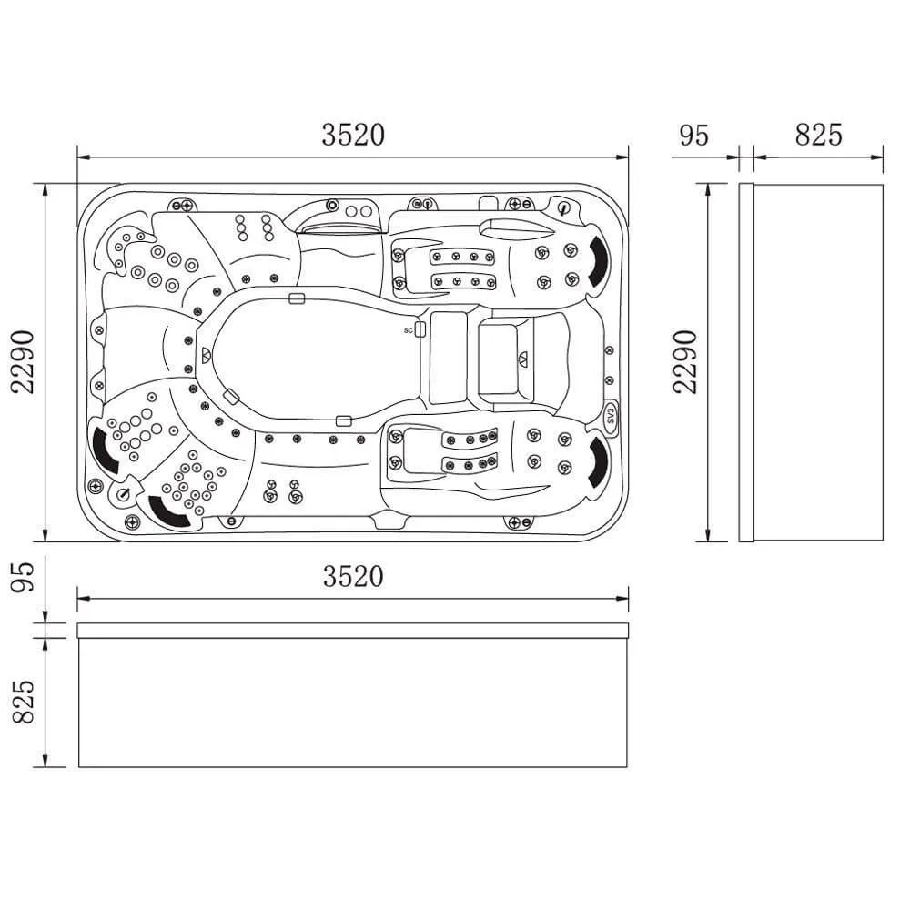 СПА бассейн Palladium (9-местный) WSP-SLV-SPA8S3520VX 3520X2290X920 мм СПА бассейн Palladium (9-местный) WSP-SLV-SPA8S3520VX 3520X2290X920 мм