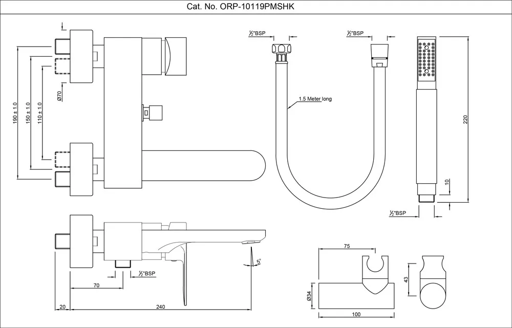 Смеситель для ванны внешний Jaquar Ornamix Prime ORP-CHR-10119PMSHK Хром Смеситель для ванны внешний Jaquar Ornamix Prime ORP-CHR-10119PMSHK Хром