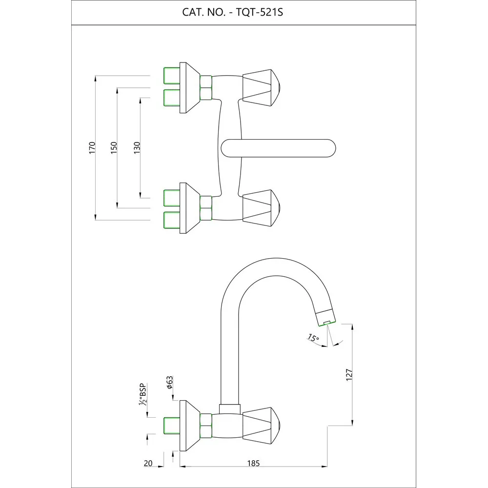 Смеситель для раковины в кухню Essco Tropical TQT-CHR-521S Хром
