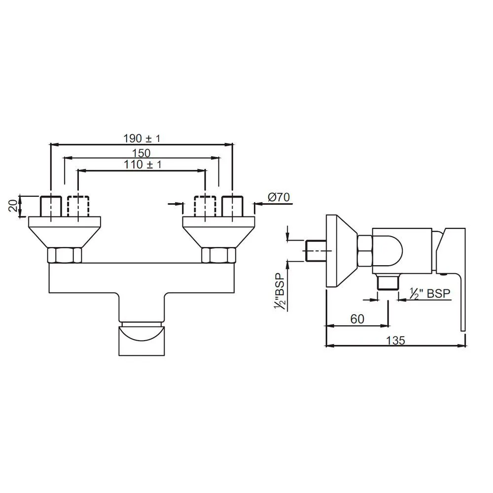 Смеситель для душа внешний Jaquar Aria ARI-CHR-39149 Хром